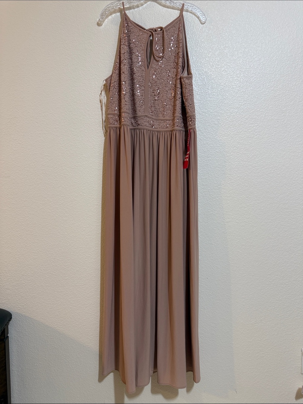 Sequin Bodice Maxi Dress in Rose Gold  Size 22W
